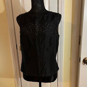 Elegant Black Sleeveless Blouse with Embellishments